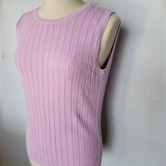 Foxcroft Set of Two Pink & Purple Cable Knit Sleeveless Sweater Vests SZ M - Picture 3 of 14